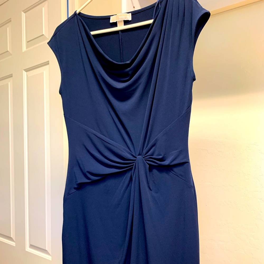 Michael Kors Navy Sheath Dress with Twist